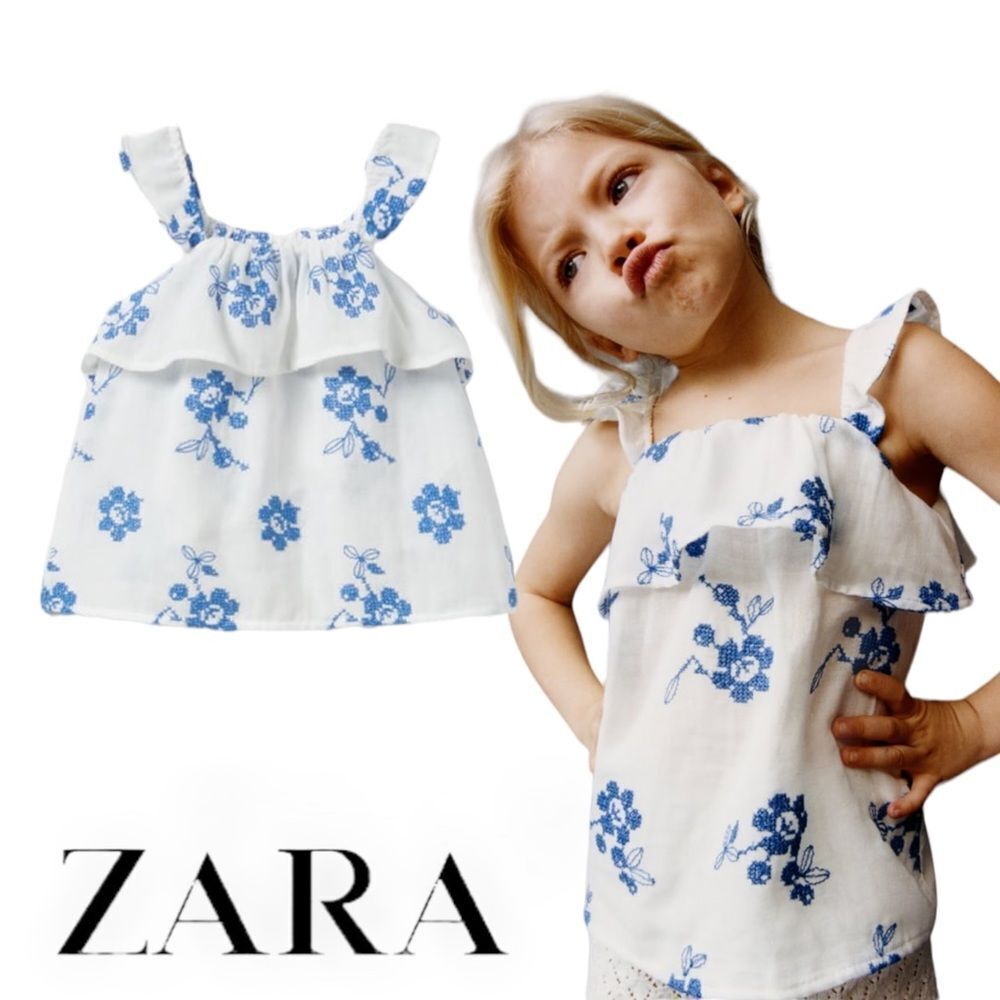 ZARA Kids | Bluish | EMBROIDERED TOP